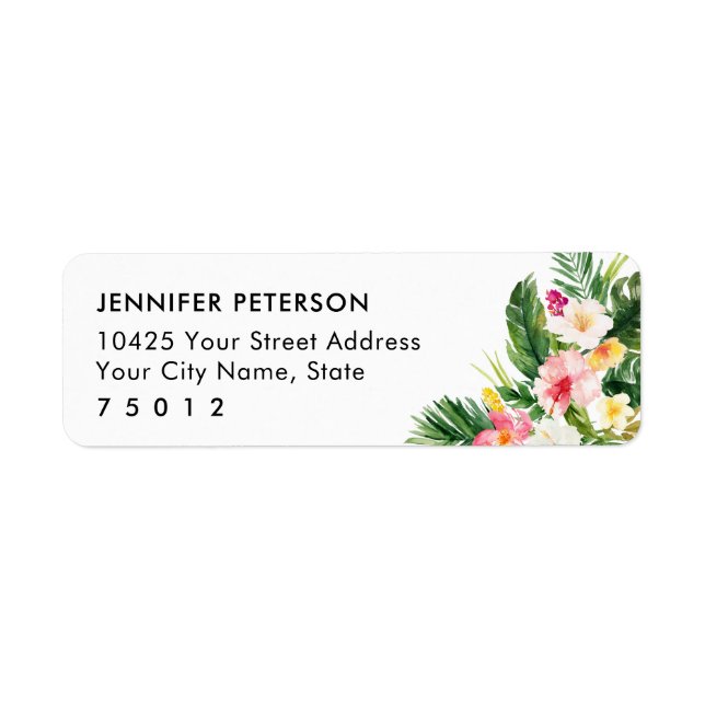 Luau Tropical Leaves Return Address Labels (Front)