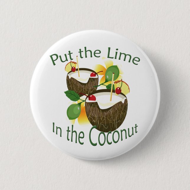 Luau Tropical Party Funny Coconut Drink Button 2 (Front)