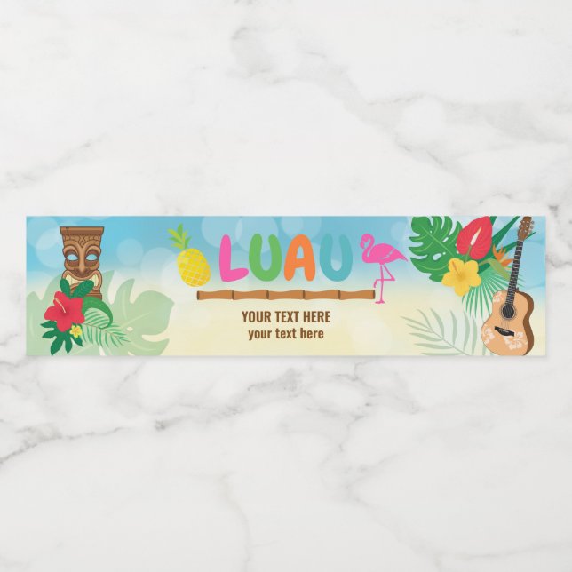 Luau Tropical Theme Water Bottle Label (Single Label)