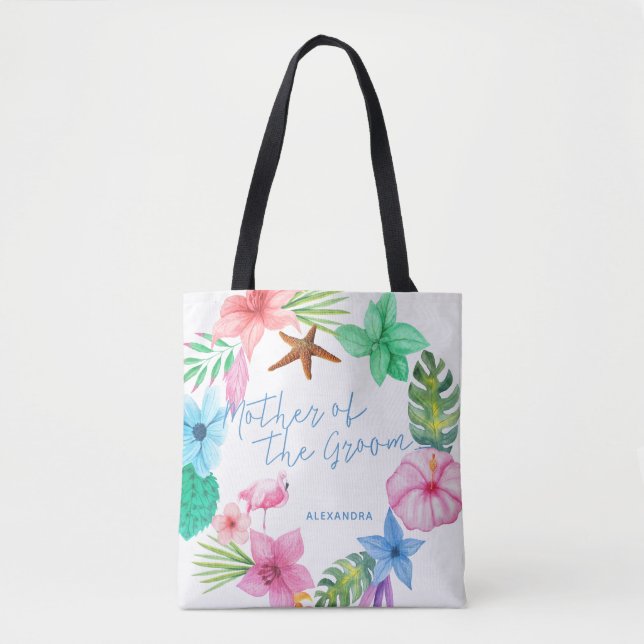 Luau tropical wedding mother of the groom tote bag (Front)