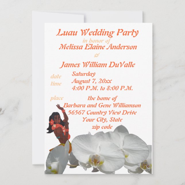 Luau Wedding Party for Couples Invitation (Front)