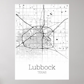 Lubbock Map - Texas - City Map Poster