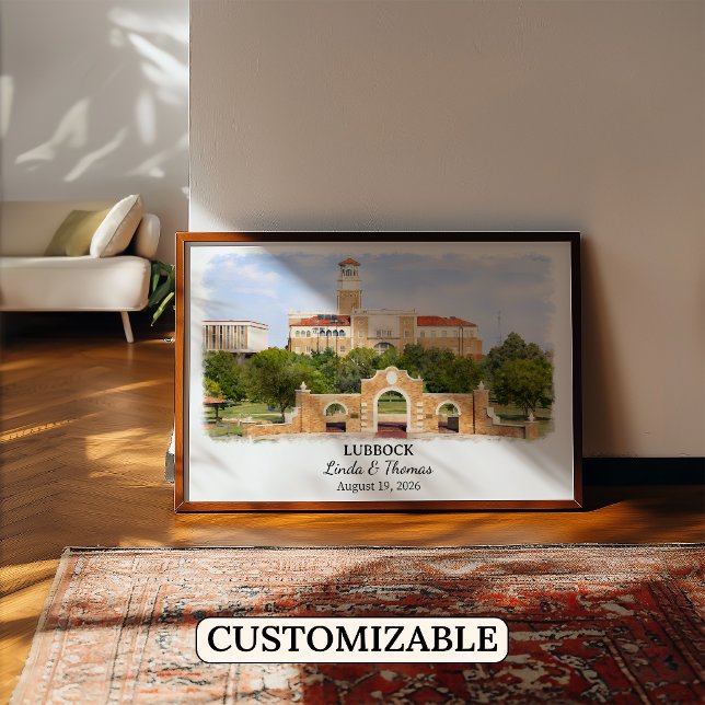 Lubbock Texas Poster, Watercolor, Custom Poster (Creator Uploaded)
