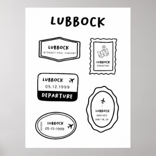 Lubbock - Travel Stamp Collection   Vintage Design Poster
