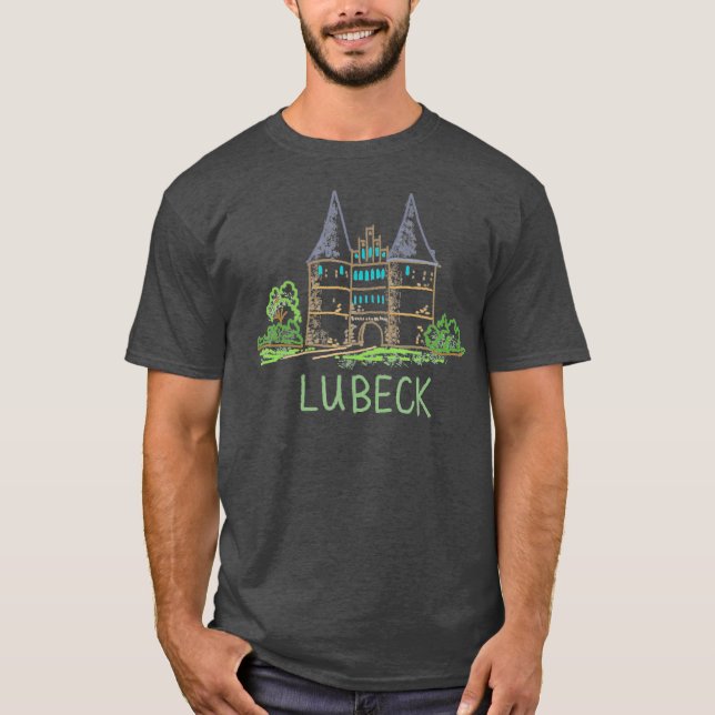 Lubeck Germany Unique Hand Drawn Art Gift Men T-Shirt (Front)