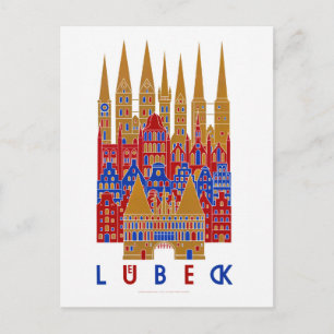Lübeck Germany Vintage Travel Poster Restored Postcard