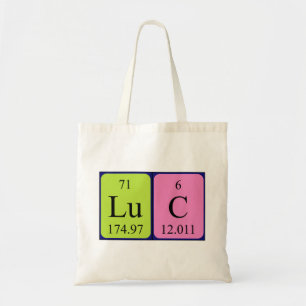 Luc periodic table name tote bag