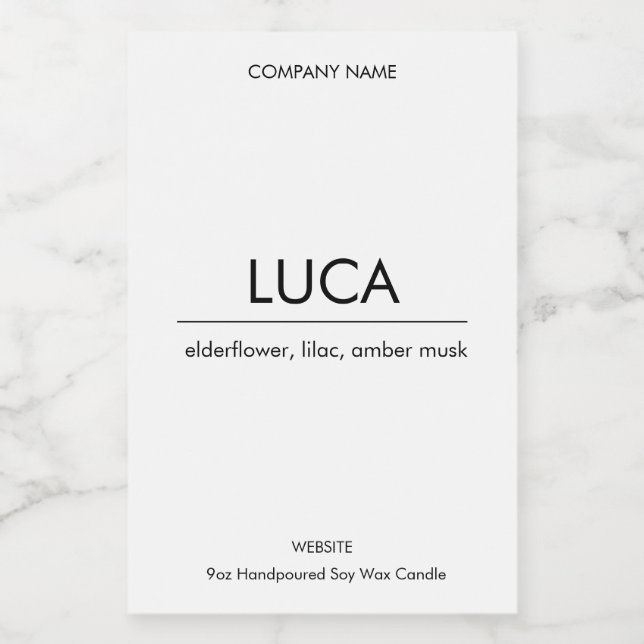 Luca Candle Label Elegant Minimalist Strong Simple (Single Label)