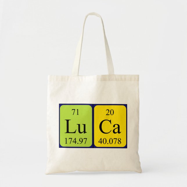 Luca periodic table name tote bag (Front)