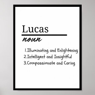 Lucas, Boy Personalised Name Definition Poster