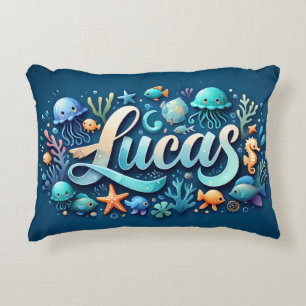Lucas Name Ocean Theme Decorative Sea Life Cushion