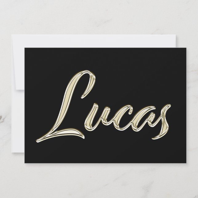 Lucas Name white gold Handwriting Card (Front)