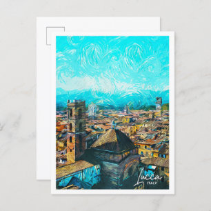Lucca Italy Beautiful Oil Paint City Postcard