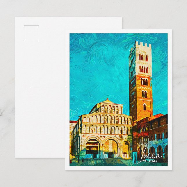 Lucca Italy Beautiful Oil Paint City Postcard (Front/Back)