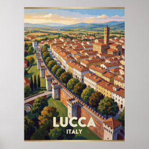 Lucca Italy City Walls Travel Scene 🧱 Poster