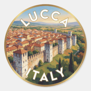 Lucca Italy Historic Travel Scene ☀️ Classic Round Sticker