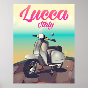 Lucca Italy Scooter travel poster print.