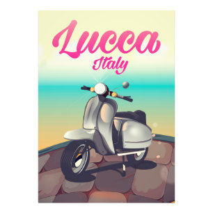 Lucca Italy Scooter travel poster print.