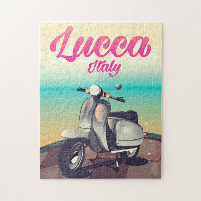 Lucca Italy Scooter travel poster print. Jigsaw Puzzle (Vertical)