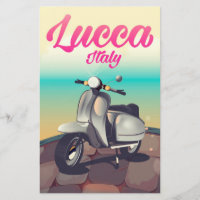 Lucca Italy Scooter travel poster print.