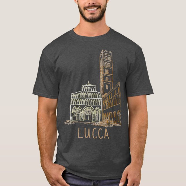 Lucca Italy Unique Hand Drawn Art Gift Men Women T-Shirt (Front)