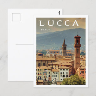 Lucca Italy Vintage Famous Travel Place Postcard