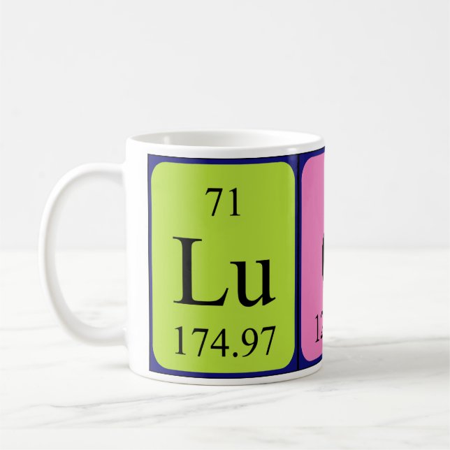 Lucca periodic table name mug (Left)