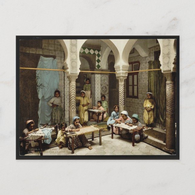 Luce Ben Aben, School of Arab Embroidery, Algiers, Postcard (Front)