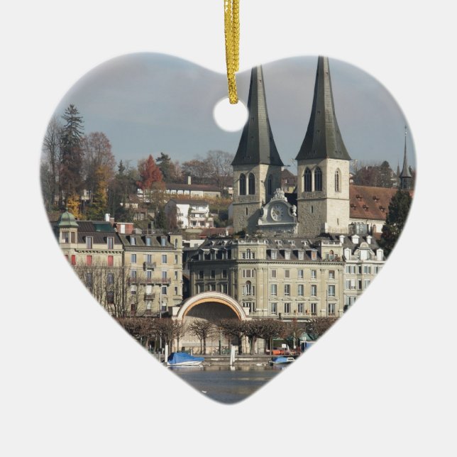 Lucern, Switzerland Ceramic Tree Decoration (Front)