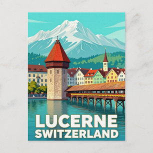 Lucerne Switzerland Travel Lake Views Postcard