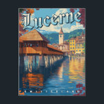 Lucerne Switzerland Vintage Travel  Postcard<br><div class="desc">Capture the charm of Lucerne with this vintage travel postcard featuring retro art of Switzerland’s picturesque city. Perfect for collectors,  travelers,  and art enthusiasts,  this postcard showcases Lucerne’s stunning architecture and scenic beauty. Ideal for sending a heartfelt message or adding to your travel memorabilia collection.</div>