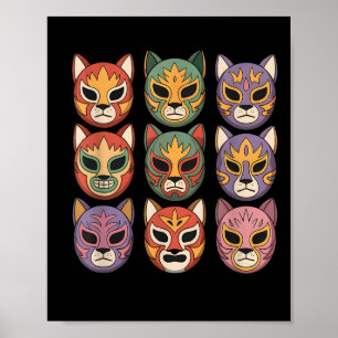 Lucha Libre Cat Mask Funny Luchador Mask Gato  Poster