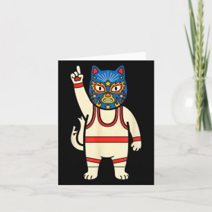 Lucha Libre Cat Wrestling Luchador Funny Retro Card