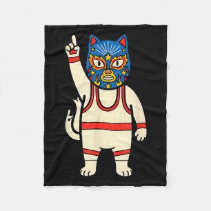 Lucha Libre Cat Wrestling Luchador Funny Retro Fleece Blanket