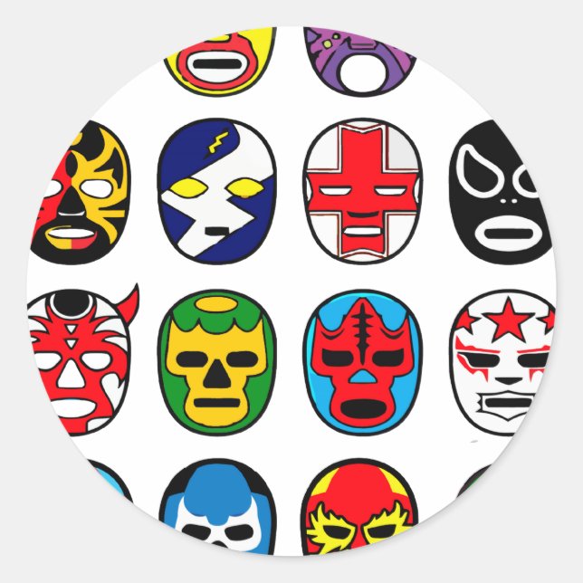Lucha Libre Luchador Mexican Wrestling Masks Classic Round Sticker (Front)