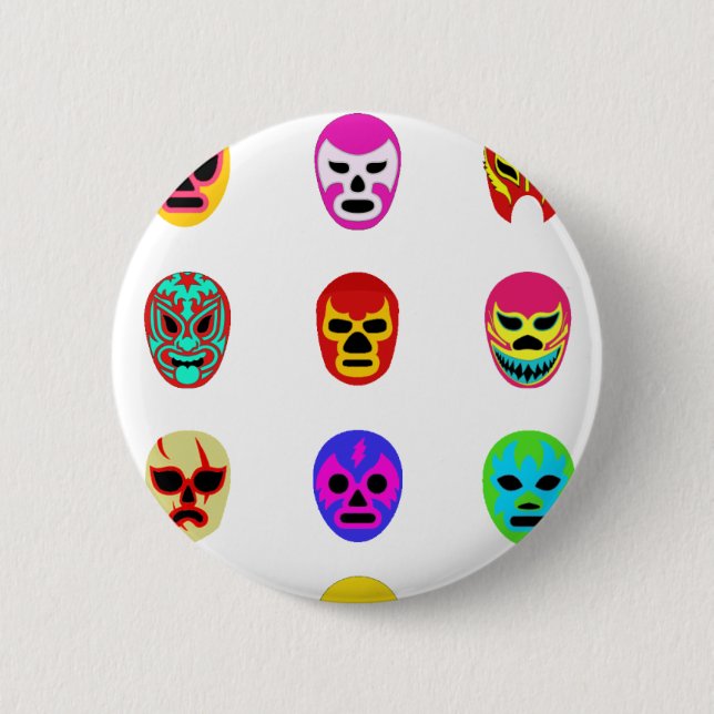 Lucha Libre Mask Mexican Wrestling 6 Cm Round Badge (Front)