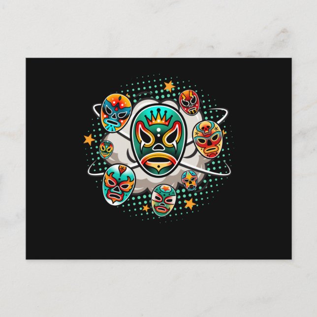 Lucha Libre Mask Mexico Wrestling Postcard (Front)