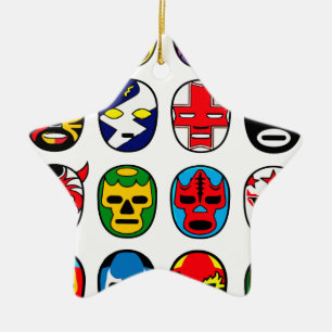 Lucha Libre Mask wrestler Mexican Wrestling Ceramic Tree Decoration