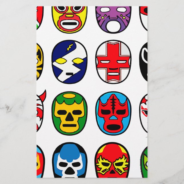Lucha Libre Mask wrestler Mexican Wrestling Stationery (Front)
