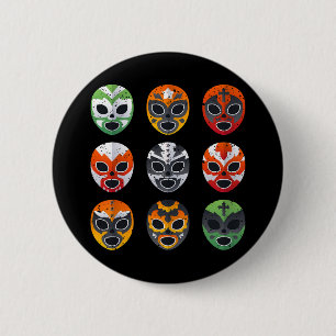 Lucha Libre Masks Shirt Boy Men Mexican Wrestling 6 Cm Round Badge