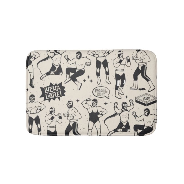 Lucha Libre: Mexican Wrestler pattern Bath Mat (Front)