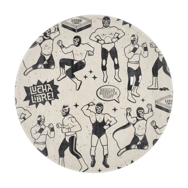 Lucha Libre: Mexican Wrestler pattern Cutting Board (Front)