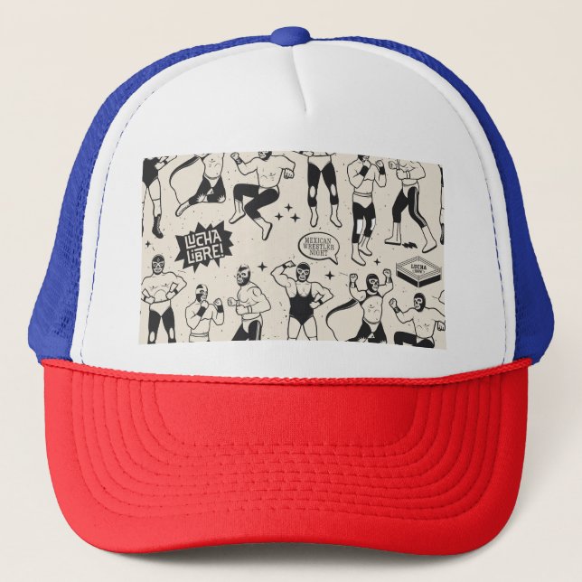Lucha Libre: Mexican Wrestler pattern Trucker Hat (Front)