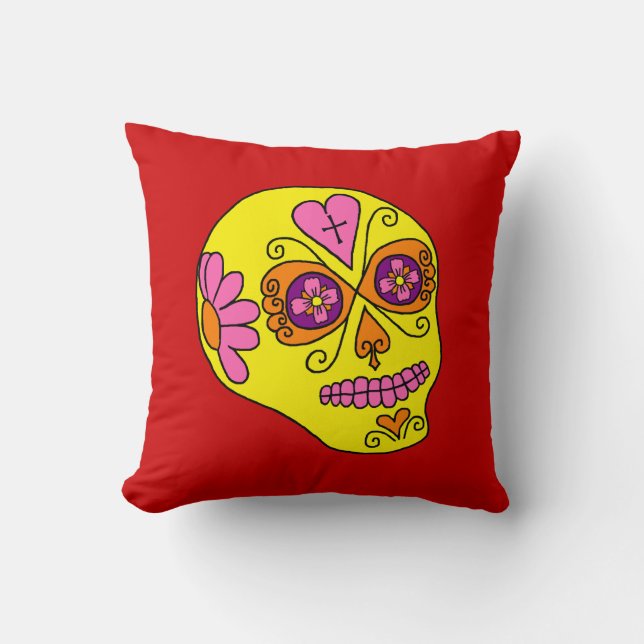 Lucha Libre Sugar Skull Cushion (Front)