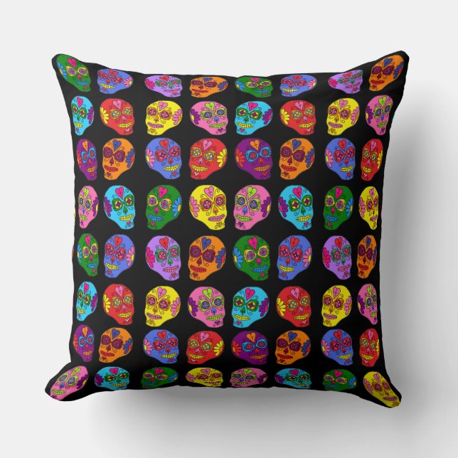 Lucha Libre Sugar Skull Cushion (Front)