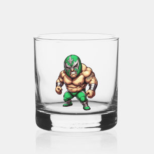 luchador de luchallibre  whiskey glass