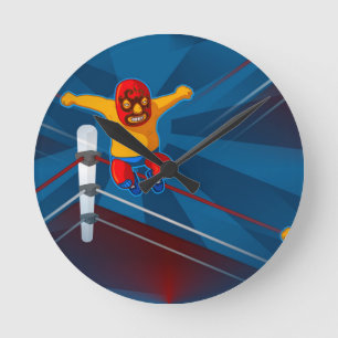 luchador round clock