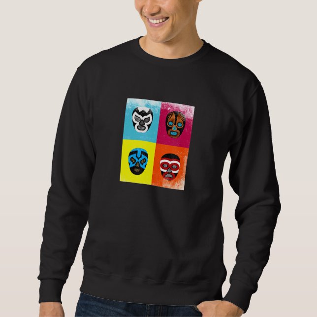 Luchadores Mexicanos - Mexican Wrestling Mask Merc Sweatshirt (Front)