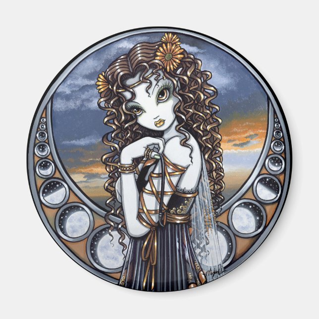 "Lucia" Gothic Flower Moon Fairy Art Magnet (Front)