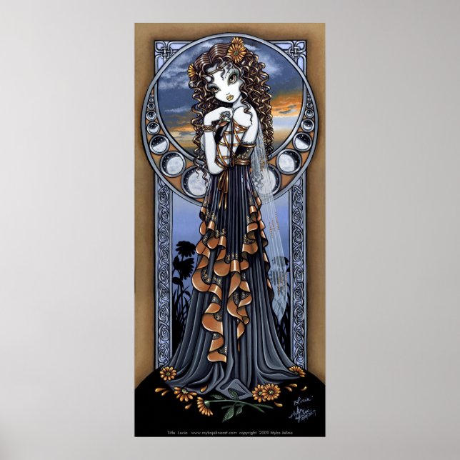 "Lucia" Gothic Flower Moon Fairy Art Poster (Front)